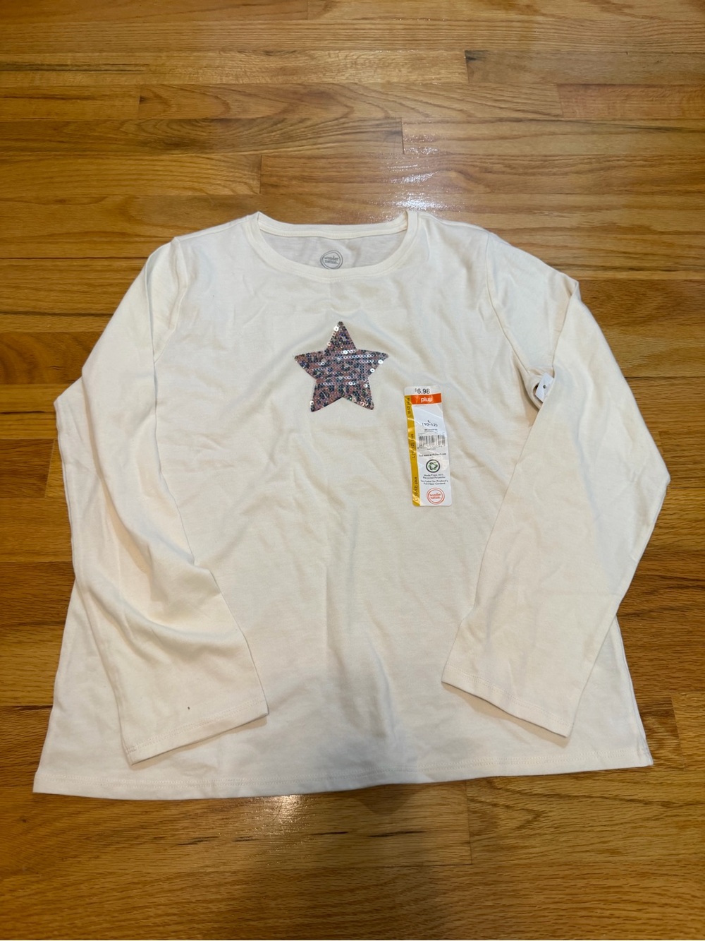 wonder nation Cream Long-Sleeve Top with Sequin Star